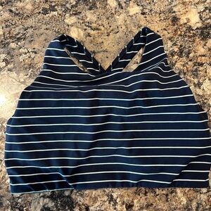 Athleta Dark Blue Sports Bra with White Accents
